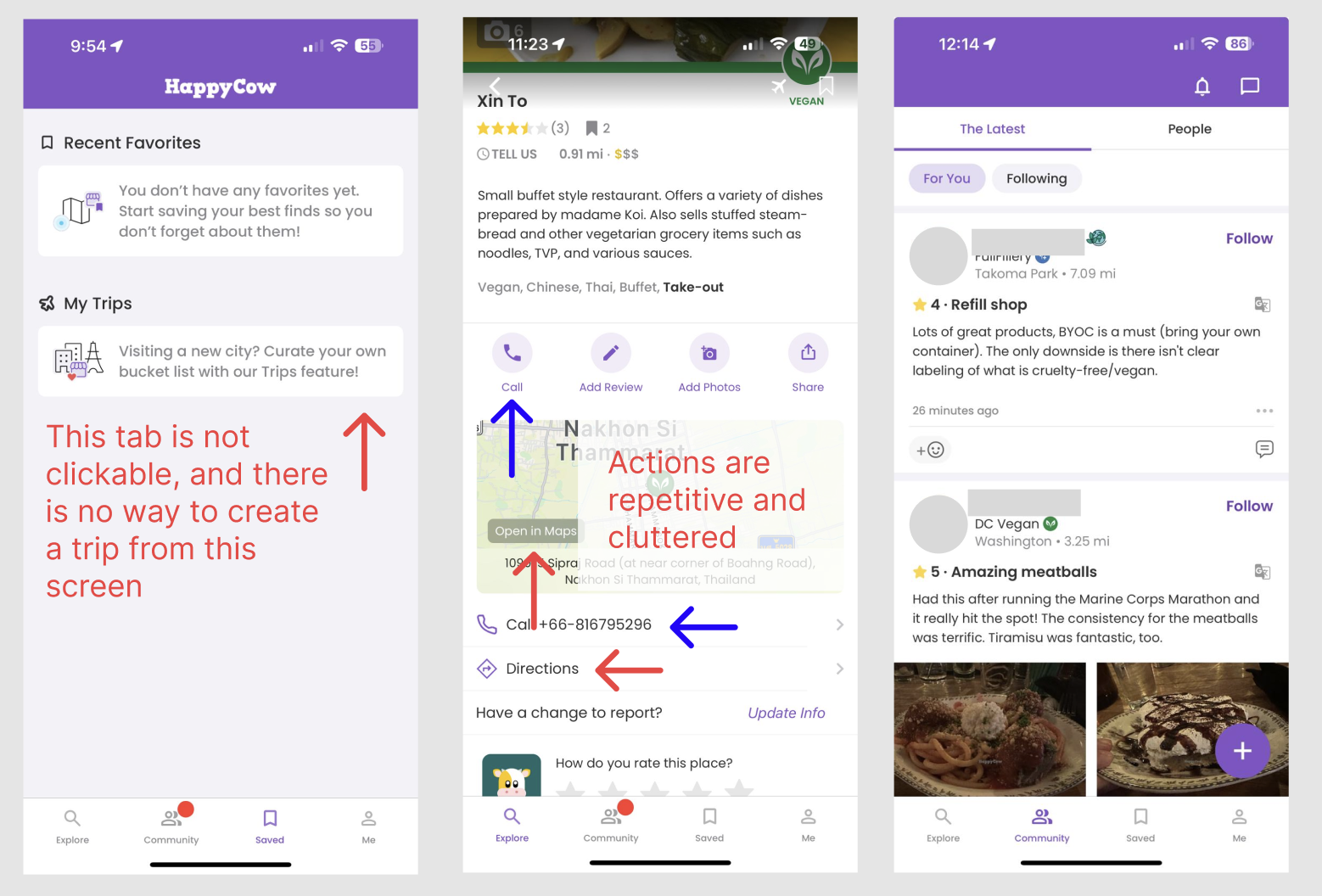 Legacy HappyCow interface with annotations