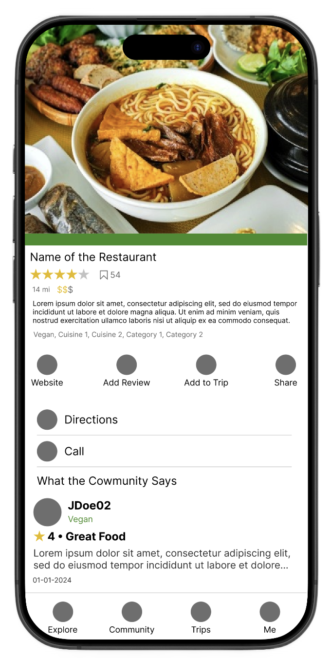 Simplified restaurant detail